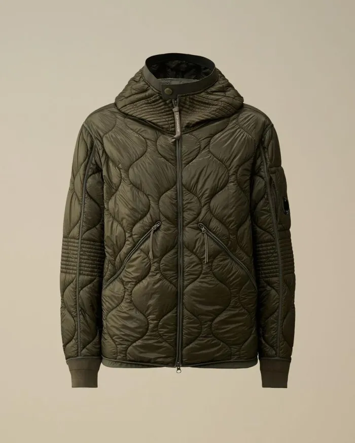CP Company Jacket and Coats Liner Padded Hooded Jacket Grape Leaf Green 8211 Man