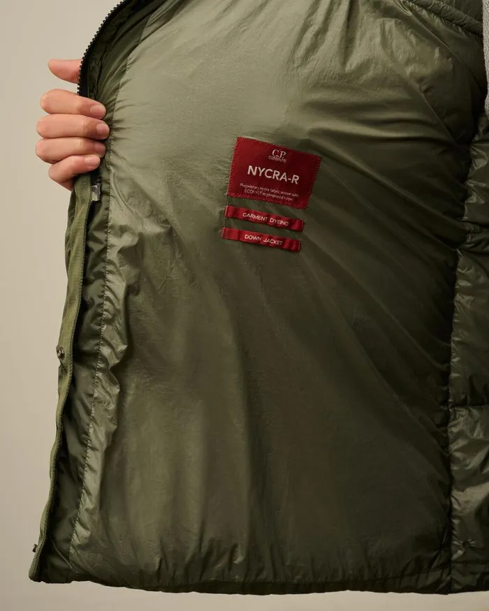 CP Company Jacket and Coats NycraR Buttoned Hood Long Down Jacket Grape Leaf Green 8211 Man