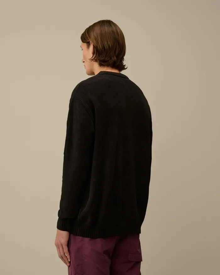 CP Company Jumpers Cotton Chenille Crewneck Knit Black 8211 Man