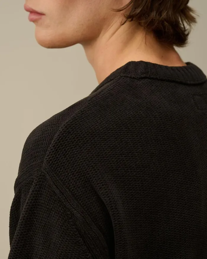 CP Company Jumpers Cotton Chenille Crewneck Knit Black 8211 Man