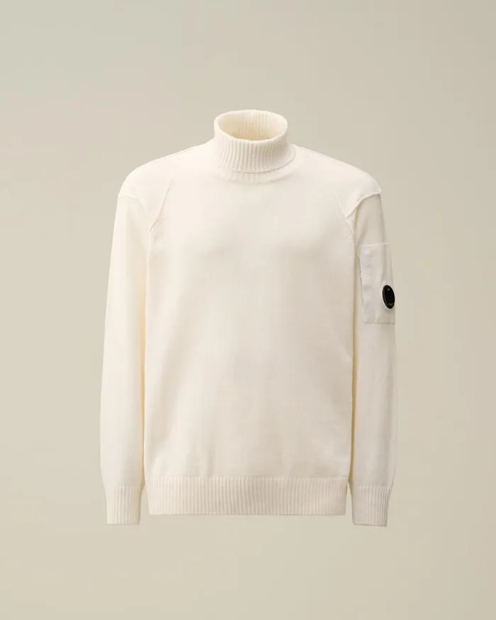 CP Company Jumpers Lambswool GRS Turtleneck Knit Gauze White 8211 Man
