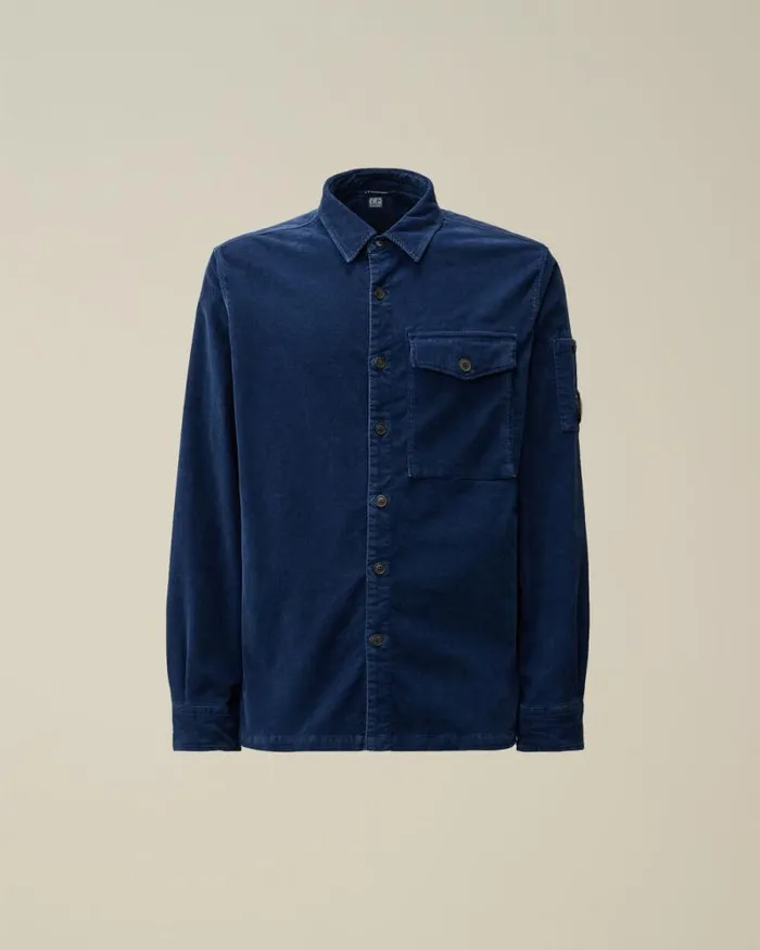 CP Company Shirt Corduroy Lens Buttoned Shirt Estate Blue 8211 Man