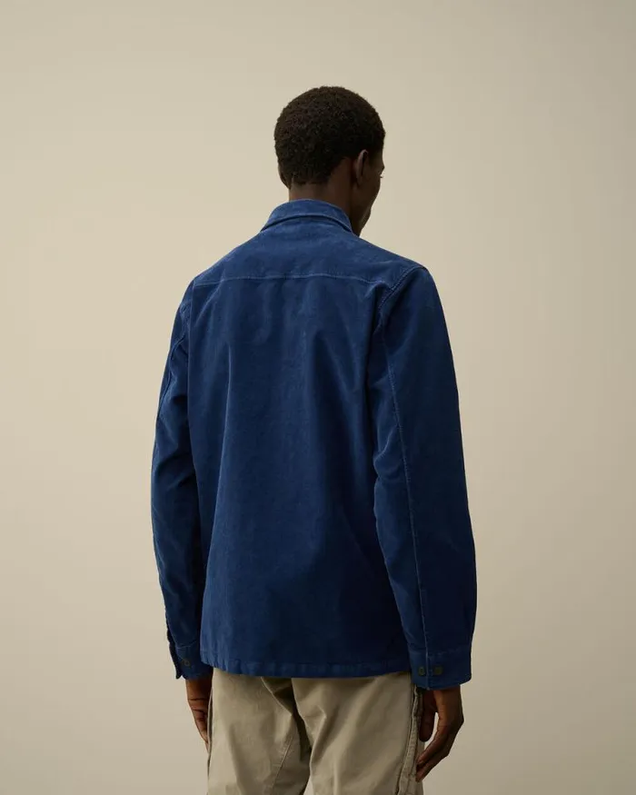 CP Company Shirt Corduroy Lens Buttoned Shirt Estate Blue 8211 Man