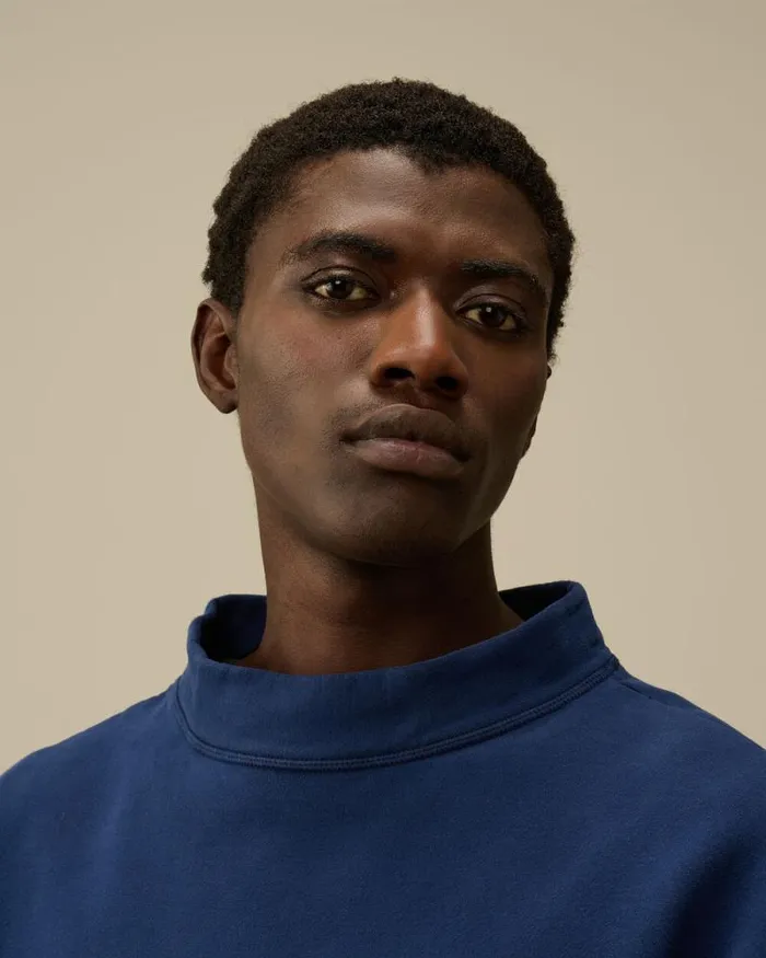 CP Company Sweatshirts Diagonal Fleece Mixed Funnel Neck Sweatshirt Estate Blue 8211 Man