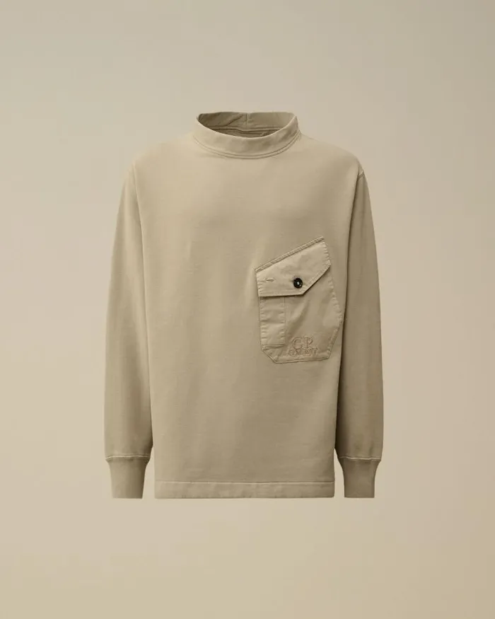 CP Company Sweatshirts Diagonal Fleece Mixed Funnel Neck Sweatshirt Vintage Khaki Beige 8211 Man CP Company Sweatshirts Diagonal Fleece Mixed Funnel Neck Sweatshirt Vintage Khaki Beige 8211 Man