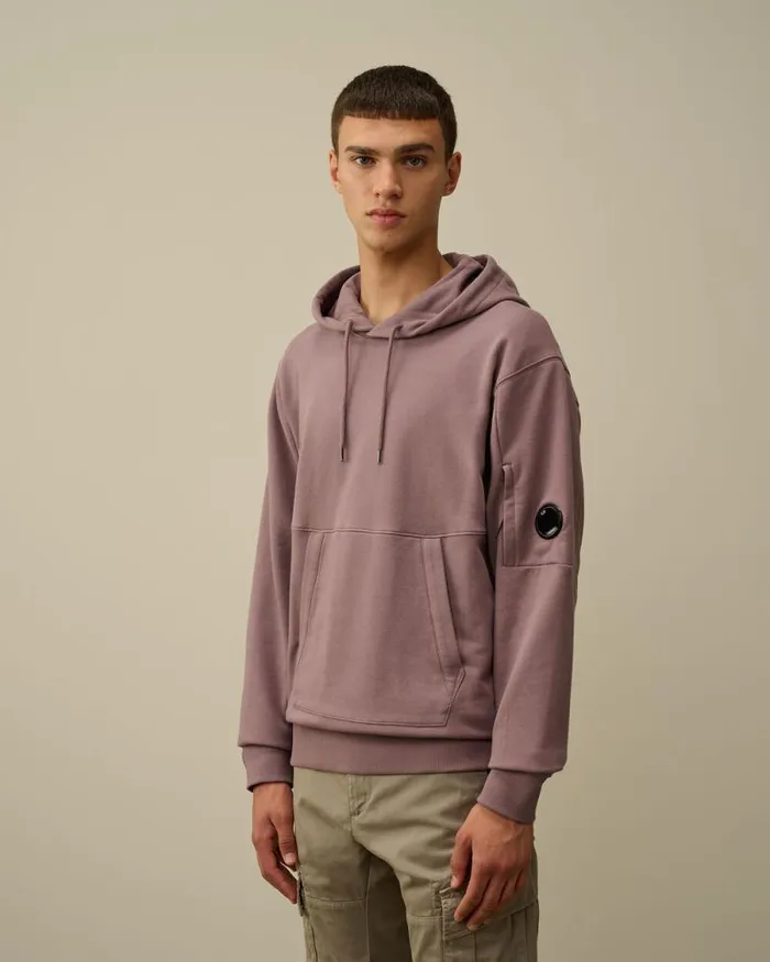 CP Company Sweatshirts Diagonal Raised Fleece Lens Hooded Sweatshirt Purple Dove 8211 Man