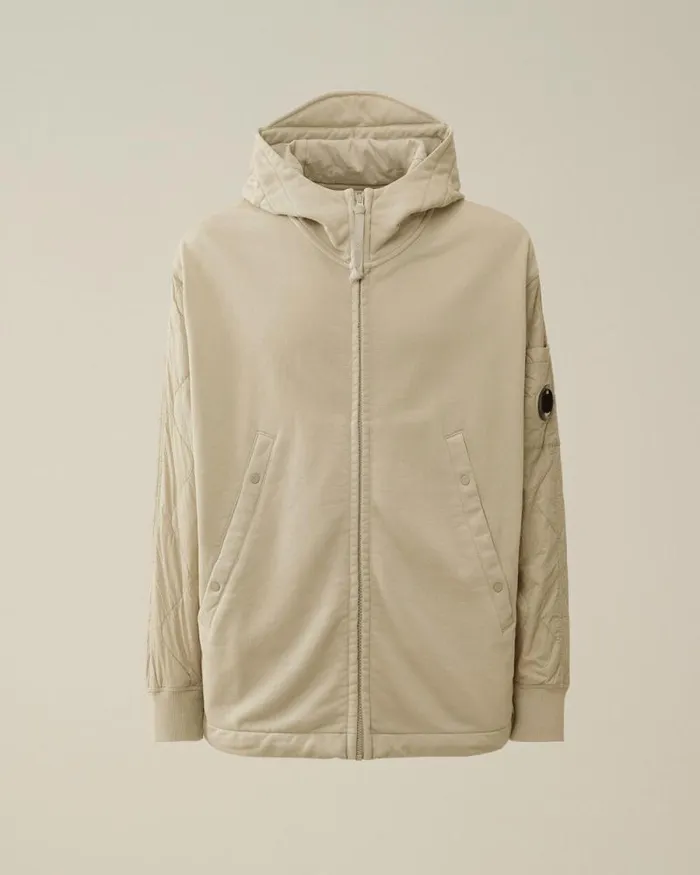 CP Company Sweatshirts Diagonal Raised Fleece Mixed Quilted Hooded Sweatshirt Vintage Khaki Beige 8211 Man CP Company Sweatshirts Diagonal Raised Fleece Mixed Quilted Hooded Sweatshirt Vintage Khaki Beige 8211 Man