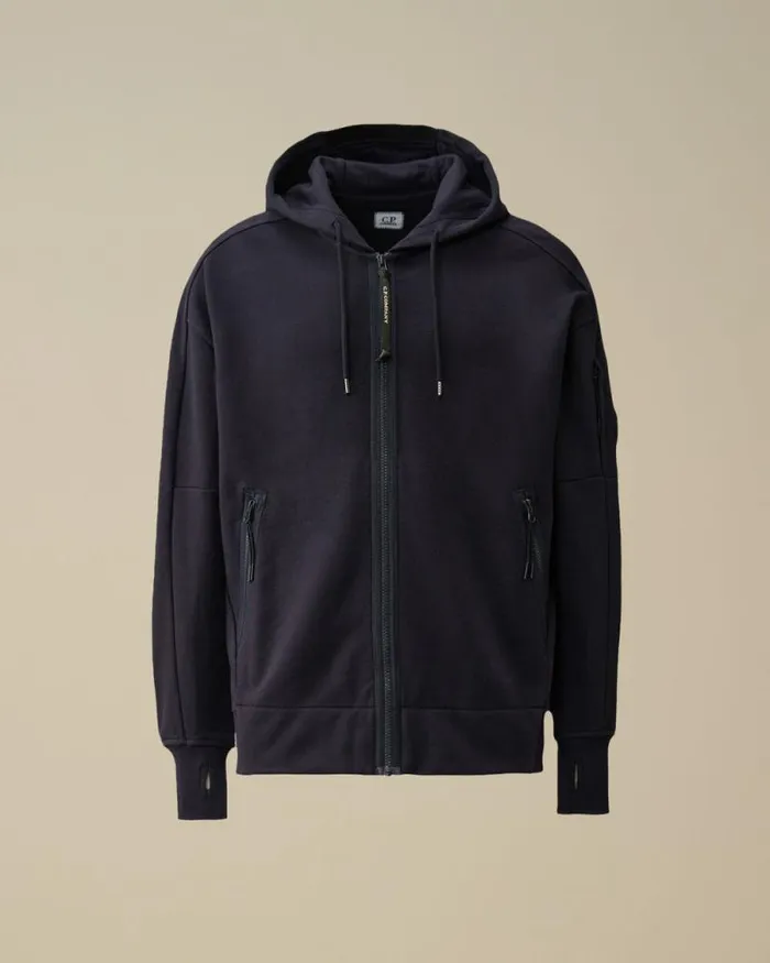 CP Company Sweatshirts Diagonal Raised Fleece Zipped Hooded Sweatshirt Total Eclipse Blue 8211 Man CP Company Sweatshirts Diagonal Raised Fleece Zipped Hooded Sweatshirt Total Eclipse Blue 8211 Man