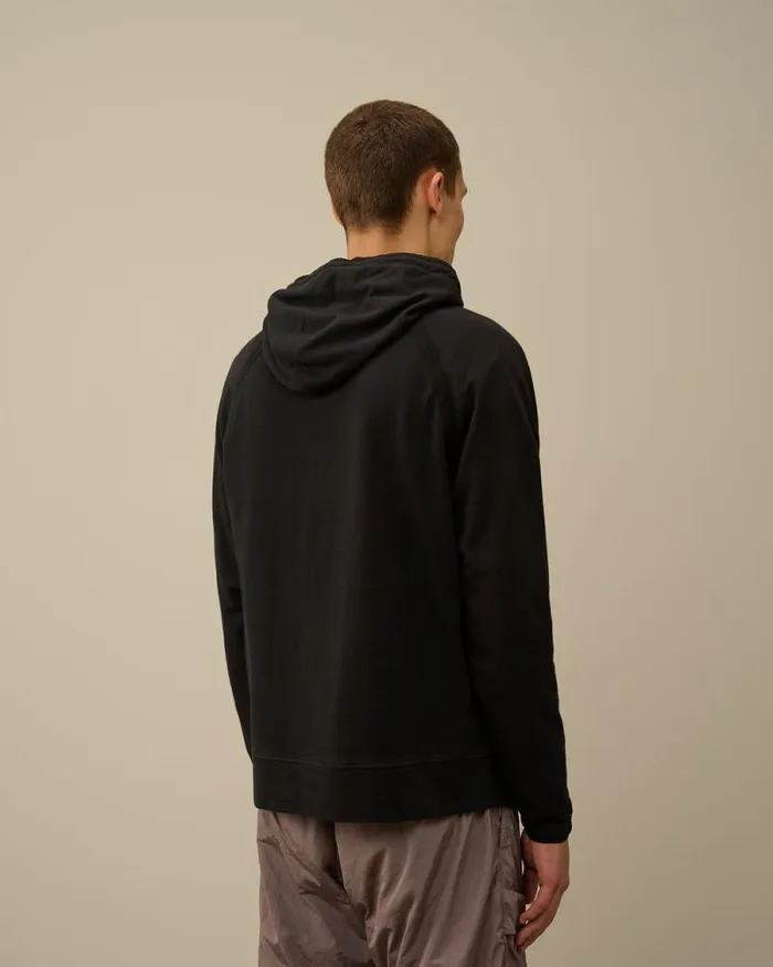 CP Company Sweatshirts Light Fleece Logo Hooded Sweatshirt Black 8211 Man