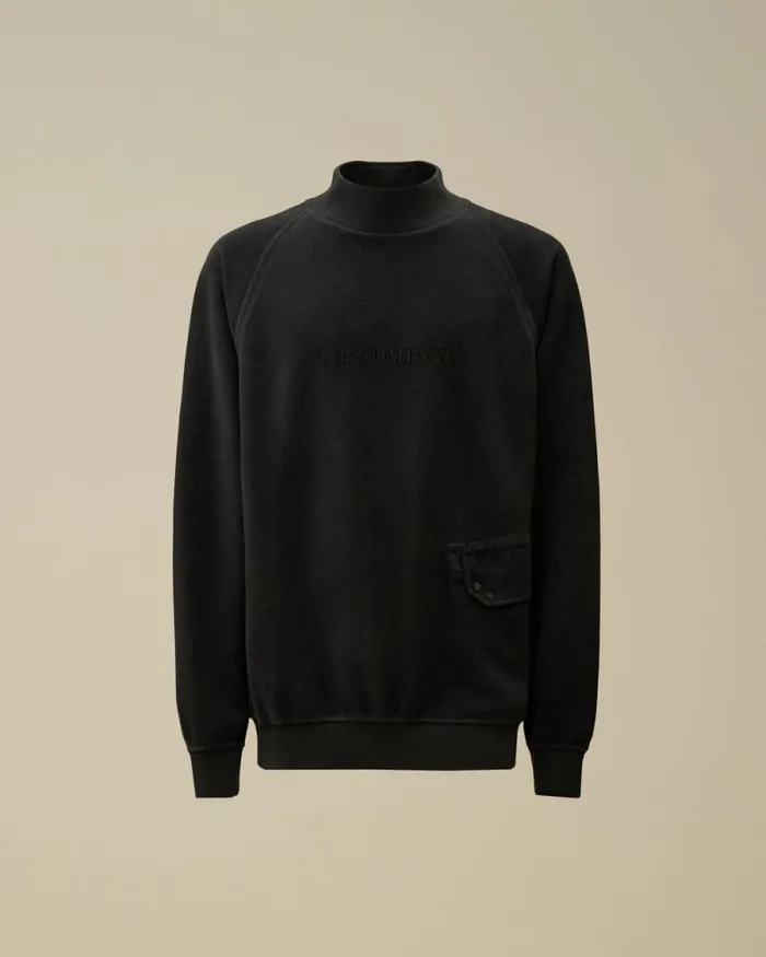 CP Company Sweatshirts Reverse Brushed and Emerized Diagonal Fleece Funnel Neck Sweatshirt Black Sand 8211 Man CP Company Sweatshirts Reverse Brushed and Emerized Diagonal Fleece Funnel Neck Sweatshirt Black Sand 8211 Man