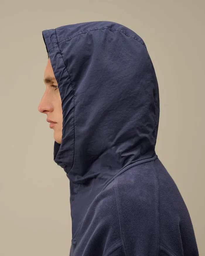 CP Company Sweatshirts Reverse Brushed and Emerized Diagonal Fleece Mixed Hooded Sweatshirt Estate Blue 8211 Man