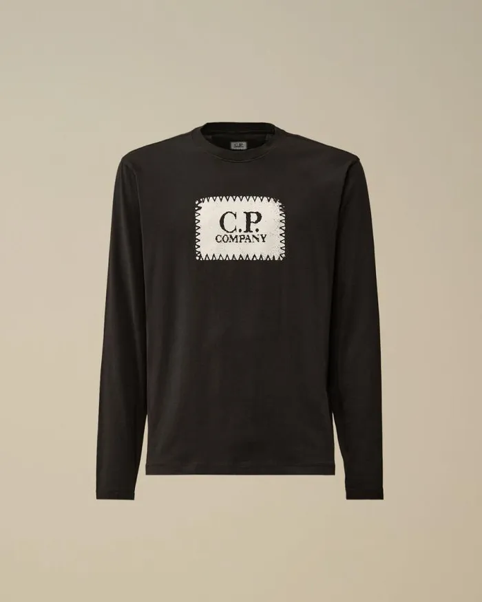 CP Company Tshirts and Polo 301 Jersey Logo Label Longsleeve TShirt Black 8211 Man CP Company Tshirts and Polo 301 Jersey Logo Label Longsleeve TShirt Black 8211 Man
