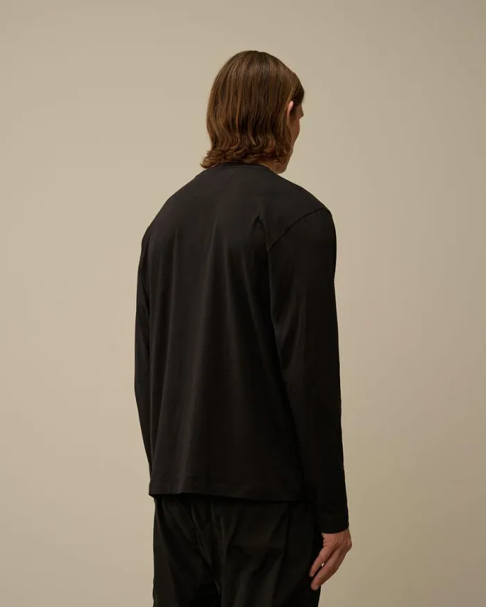 CP Company Tshirts and Polo 301 Jersey Logo Label Longsleeve TShirt Black 8211 Man