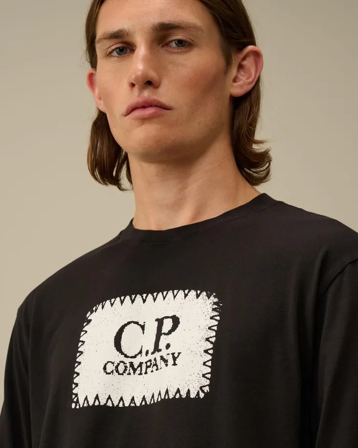 CP Company Tshirts and Polo 301 Jersey Logo Label Longsleeve TShirt Black 8211 Man