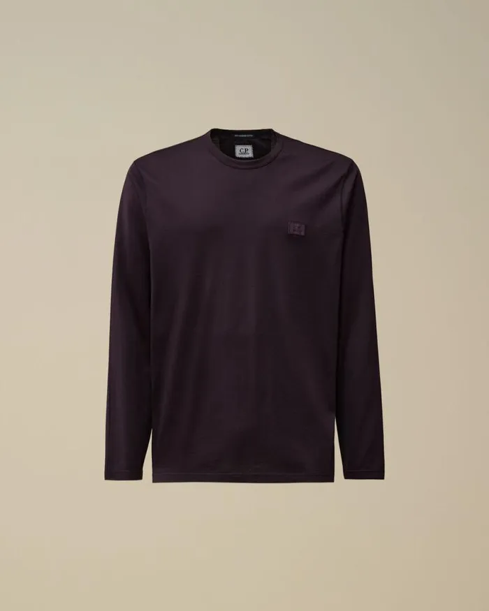 CP Company Tshirts and Polo Mercerized 702 Jersey Gasato Longsleeved Logo Patch TShirt Nightshade Purple 8211 Man CP Company Tshirts and Polo Mercerized 702 Jersey Gasato Longsleeved Logo Patch TShirt Nightshade Purple 8211 Man