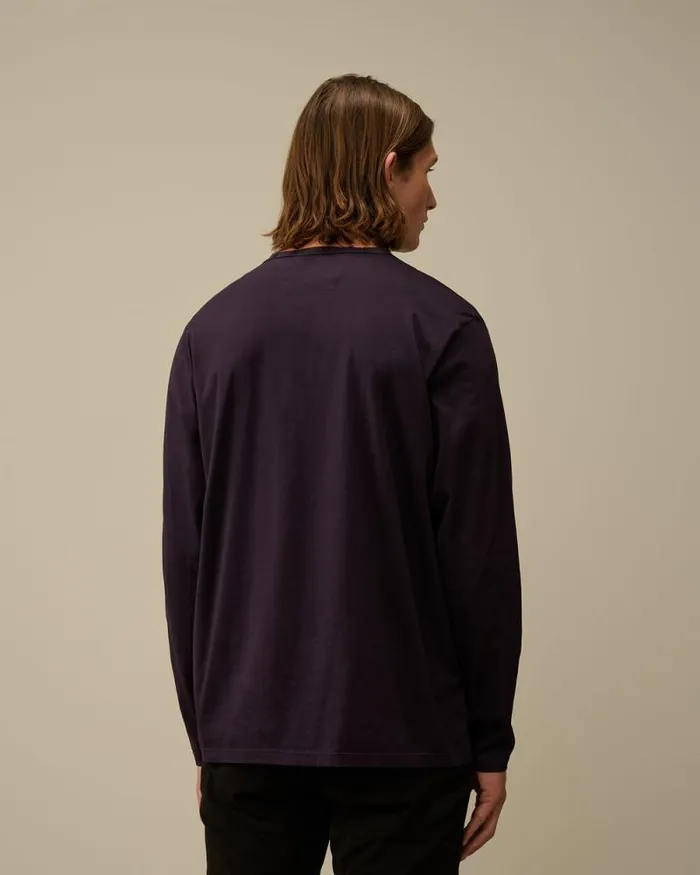 CP Company Tshirts and Polo Mercerized 702 Jersey Gasato Longsleeved Logo Patch TShirt Nightshade Purple 8211 Man