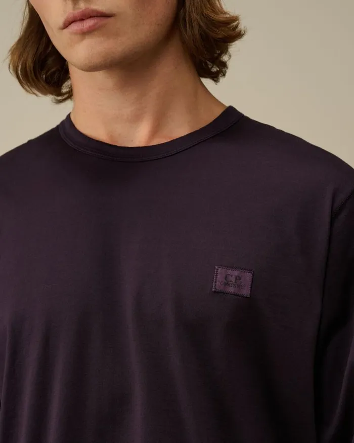 CP Company Tshirts and Polo Mercerized 702 Jersey Gasato Longsleeved Logo Patch TShirt Nightshade Purple 8211 Man