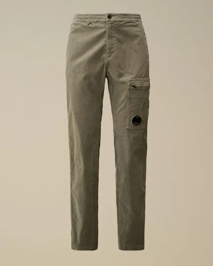 CP Company Trousers Corduroy Lens Cargo Pants Grape Leaf Green 8211 Man