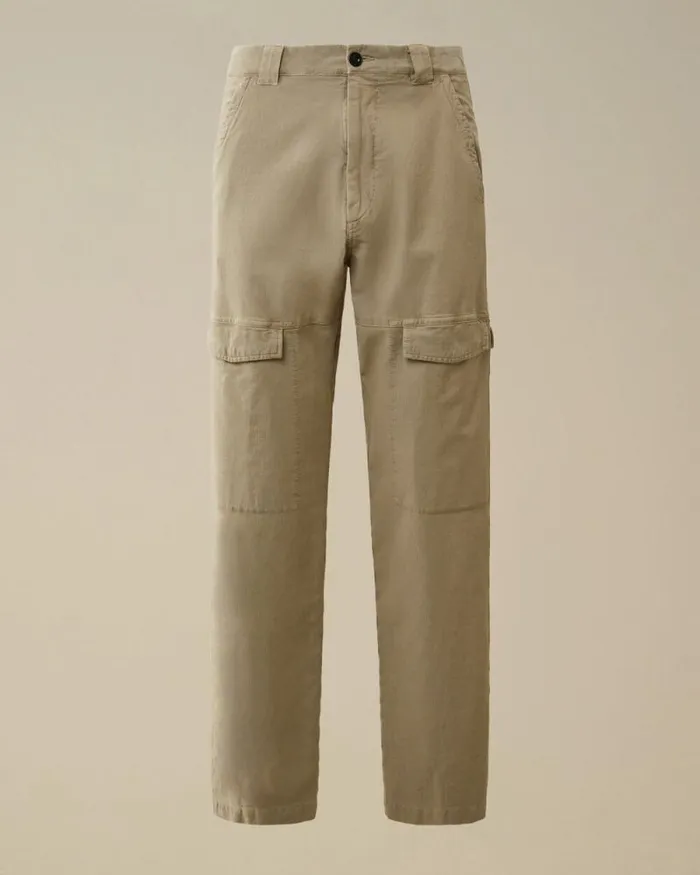 CP Company Trousers Ottoman Stretch Emerized Regular Pants Vintage Khaki Beige 8211 Man