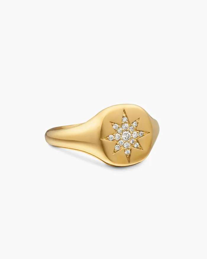 Cable Collectibles Compass Pinky Ring In 18K Yellow Gold With Diamonds 97mm Women David Yurman Pinky Cable Collectibles Compass Pinky Ring In 18K Yellow Gold With Diamonds 97mm Women David Yurman Pinky