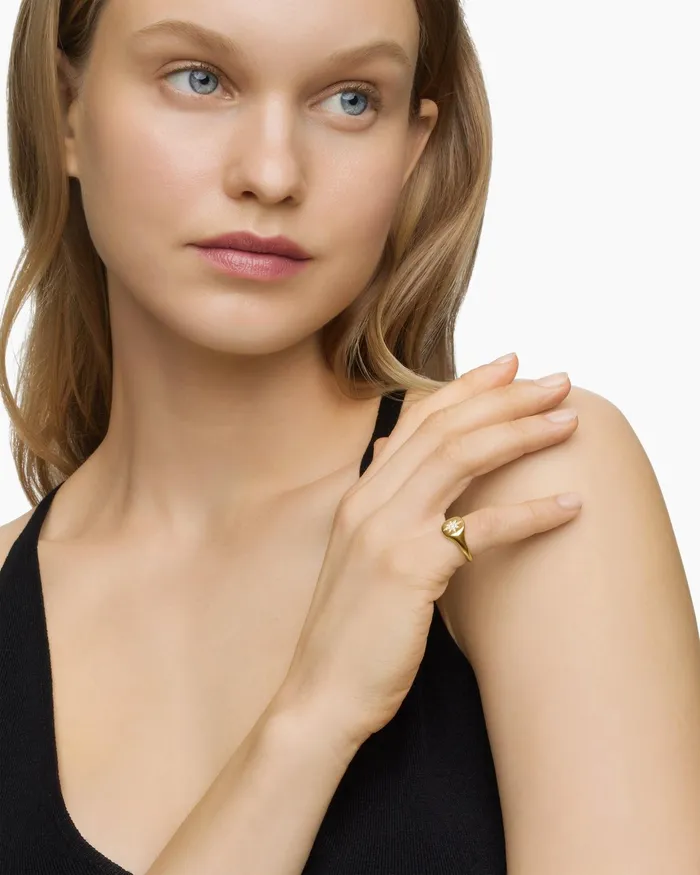 Cable Collectibles Compass Pinky Ring In 18K Yellow Gold With Diamonds 97mm Women David Yurman Pinky Cable Collectibles Compass Pinky Ring In 18K Yellow Gold With Diamonds 97mm Women David Yurman Pinky