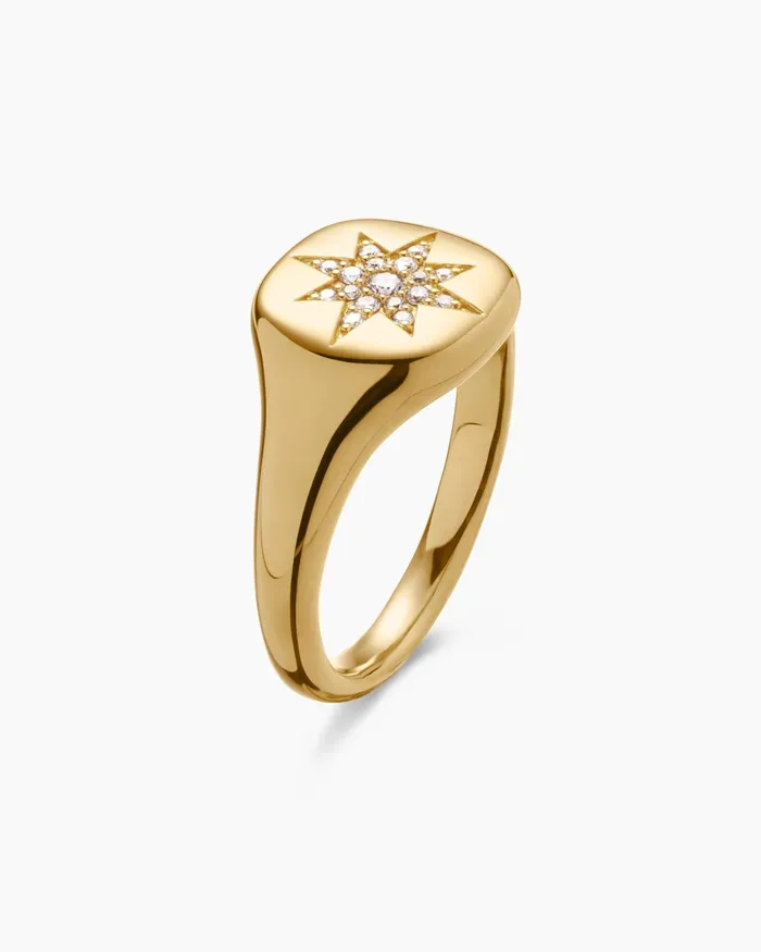 Cable Collectibles Compass Pinky Ring In 18K Yellow Gold With Diamonds 97mm Women David Yurman Pinky Cable Collectibles Compass Pinky Ring In 18K Yellow Gold With Diamonds 97mm Women David Yurman Pinky