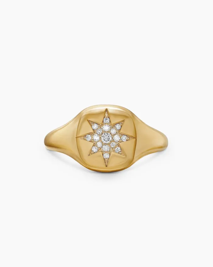 Cable Collectibles Compass Pinky Ring In 18K Yellow Gold With Diamonds 97mm Women David Yurman Pinky Cable Collectibles Compass Pinky Ring In 18K Yellow Gold With Diamonds 97mm Women David Yurman Pinky