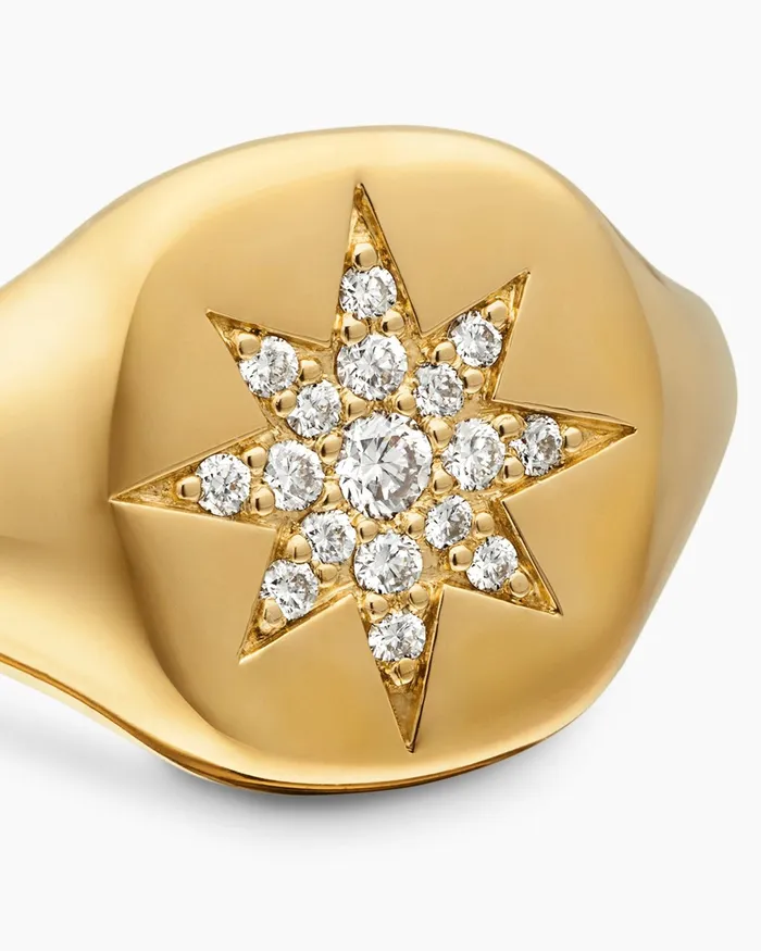 Cable Collectibles Compass Pinky Ring In 18K Yellow Gold With Diamonds 97mm Women David Yurman Pinky Cable Collectibles Compass Pinky Ring In 18K Yellow Gold With Diamonds 97mm Women David Yurman Pinky
