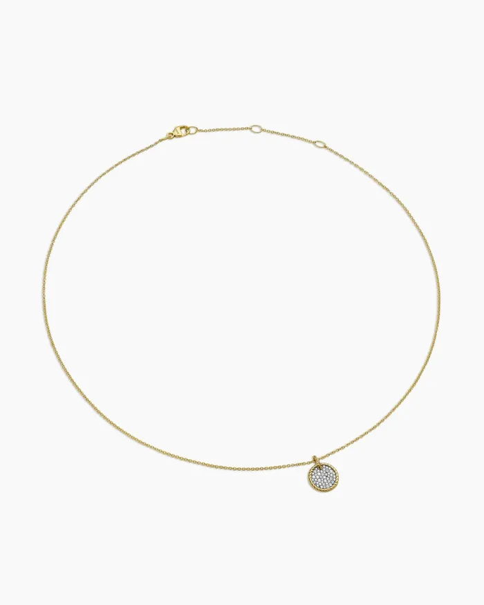 Cable Collectibles Pav Plate Necklace In 18K Yellow Gold With Diamonds 11mm Women David Yurman Pendant