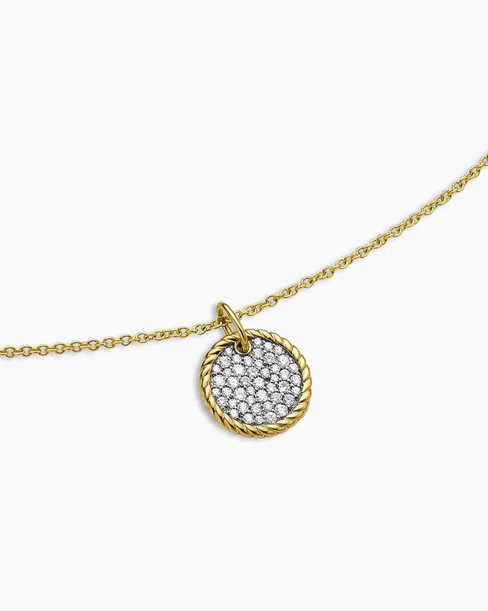 Cable Collectibles Pav Plate Necklace In 18K Yellow Gold With Diamonds 11mm Women David Yurman Pendant