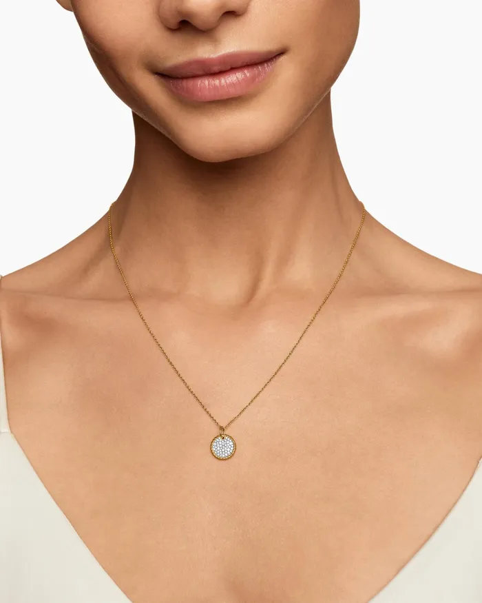 Cable Collectibles Pav Plate Necklace In 18K Yellow Gold With Diamonds 11mm Women David Yurman Pendant