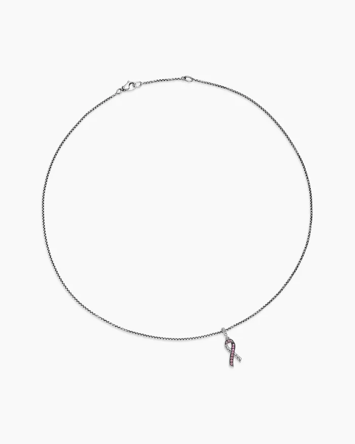 Cable Collectibles Ribbon Necklace In Sterling Silver With Pink Sapphires 244mm Women David Yurman Pendant
