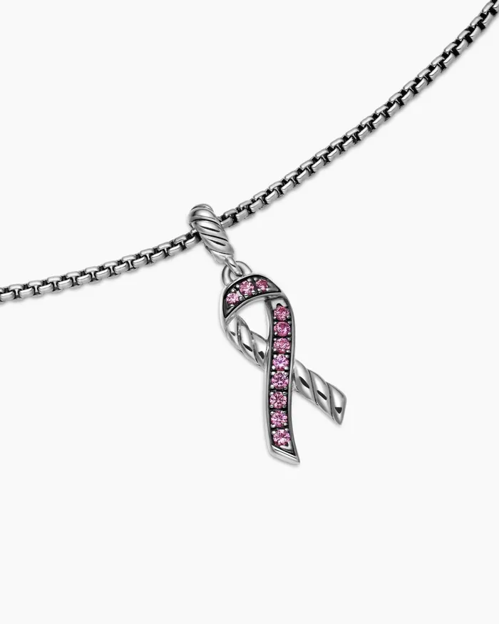 Cable Collectibles Ribbon Necklace In Sterling Silver With Pink Sapphires 244mm Women David Yurman Pendant