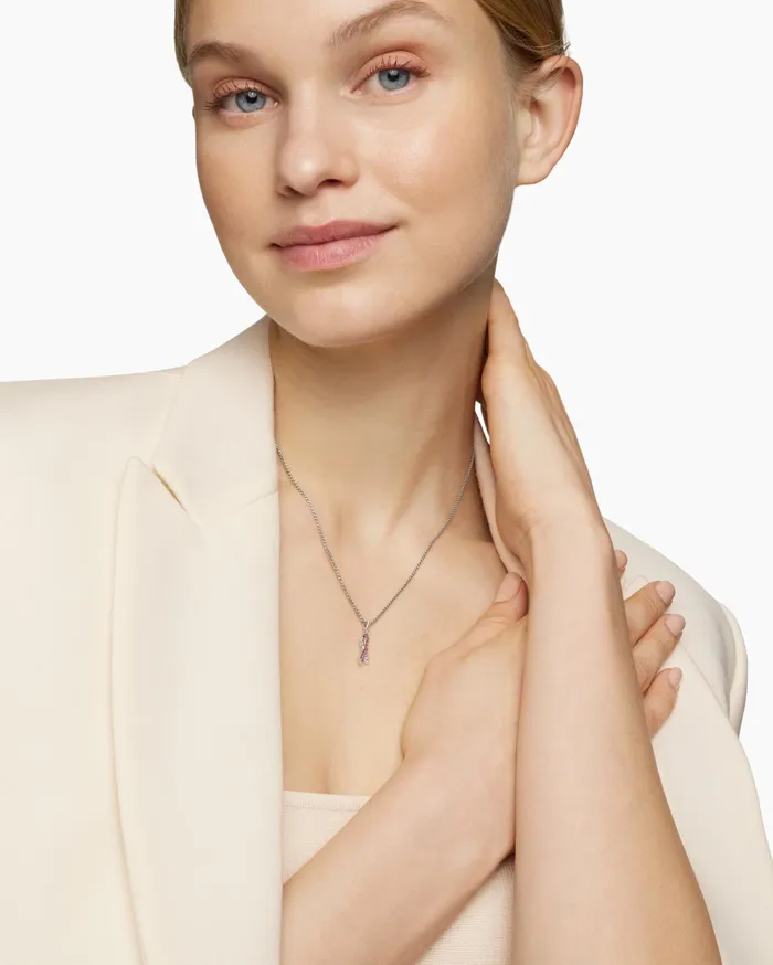 Cable Collectibles Ribbon Necklace In Sterling Silver With Pink Sapphires 244mm Women David Yurman Pendant