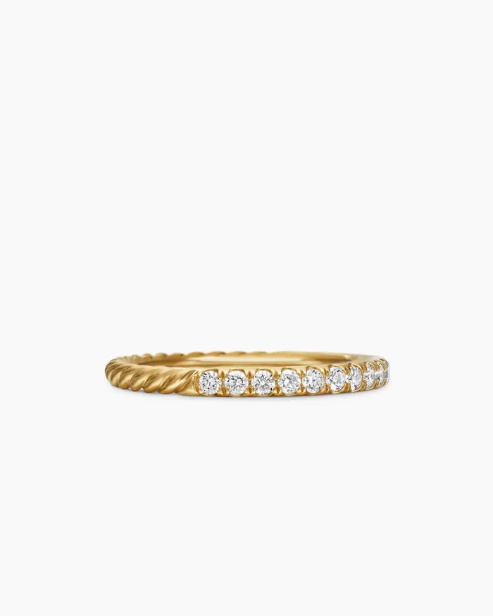 Cable Collectibles Stack Ring In 18K Yellow Gold With Diamonds 2mm Women David Yurman Petite Cable Collectibles Stack Ring In 18K Yellow Gold With Diamonds 2mm Women David Yurman Petite