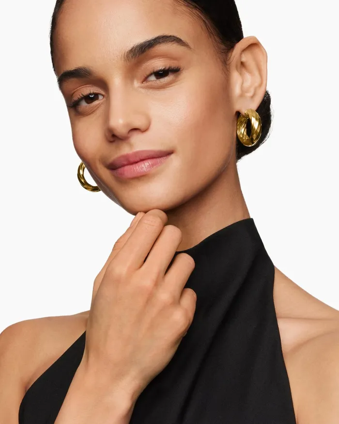 Cable Edge Hoop Earrings In 18K Yellow Gold 289mm Women David Yurman Hoop Cable Edge Hoop Earrings In 18K Yellow Gold 289mm Women David Yurman Hoop