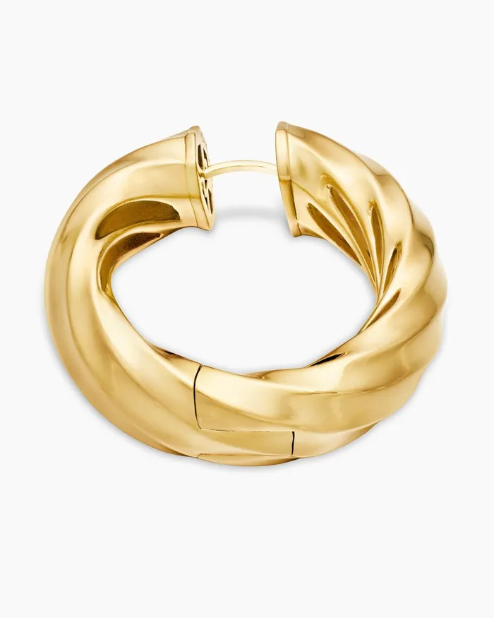 Cable Edge Hoop Earrings In 18K Yellow Gold 289mm Women David Yurman Hoop Cable Edge Hoop Earrings In 18K Yellow Gold 289mm Women David Yurman Hoop