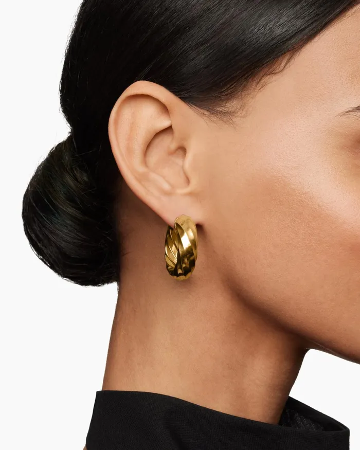 Cable Edge Hoop Earrings In 18K Yellow Gold 289mm Women David Yurman Hoop Cable Edge Hoop Earrings In 18K Yellow Gold 289mm Women David Yurman Hoop
