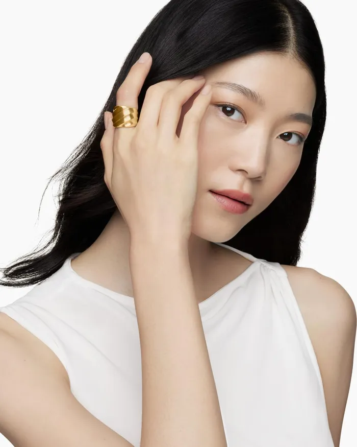 Cable Edge Saddle Ring In 18K Yellow Gold 188mm Women David Yurman Statement Cable Edge Saddle Ring In 18K Yellow Gold 188mm Women David Yurman Statement