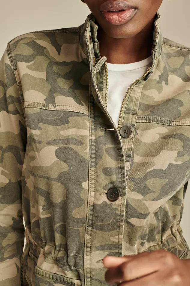 Camo Printed Utiltiy Jacket Green Multi Women Lucky Brand Jackets and Outerwear
