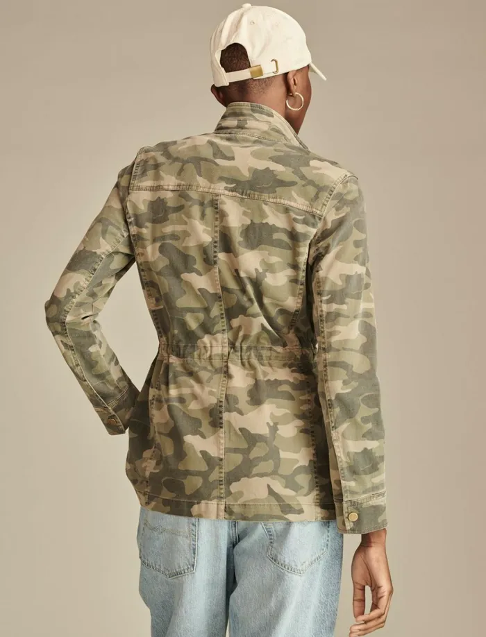 Camo Printed Utiltiy Jacket Green Multi Women Lucky Brand Jackets and Outerwear