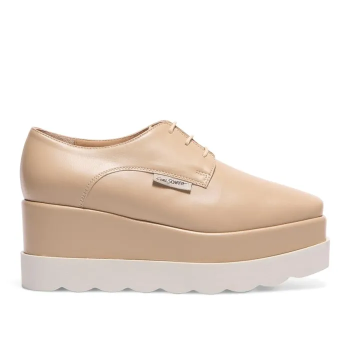 Carl Scarpa Amuleto Taupe Leather Platform Loafers Women Bestselling