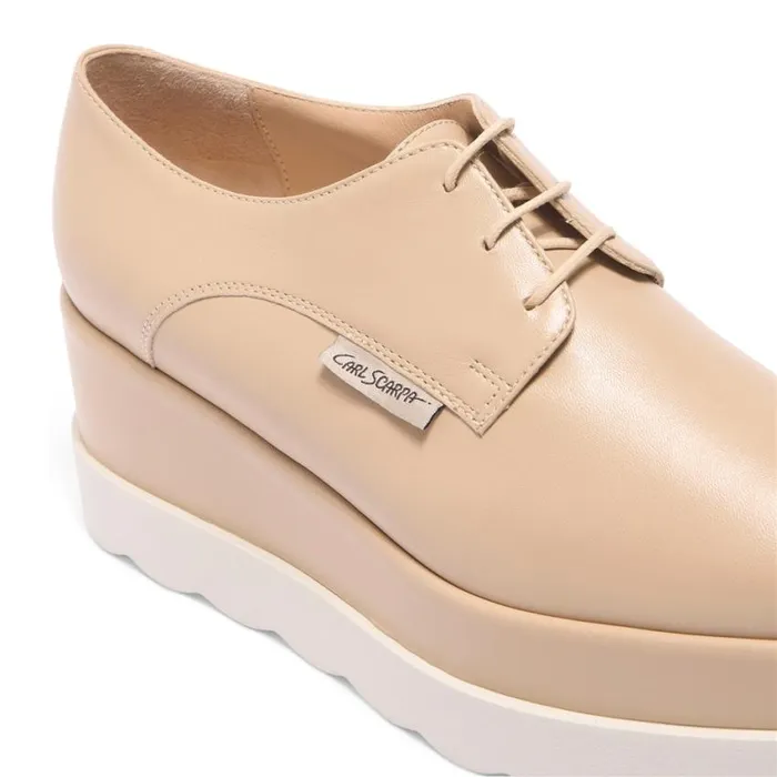 Carl Scarpa Amuleto Taupe Leather Platform Loafers Women Bestselling
