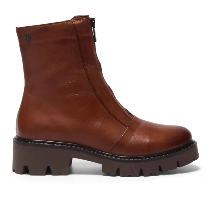 Carl Scarpa Sanica Tan Leather ZipUp Ankle Boots Women Leather Ankle Boots