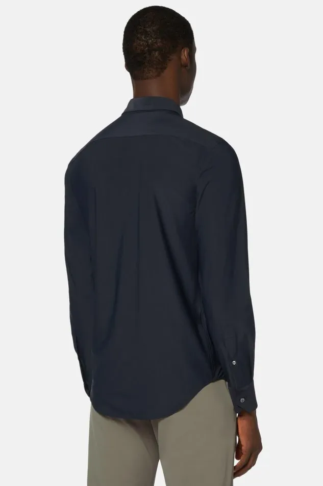 Casual Shirts Men Boggi Milano Navy Stretch Nylon Slim Fit Shirt Navy Blue Casual Shirts Men Boggi Milano Navy Stretch Nylon Slim Fit Shirt Navy Blue