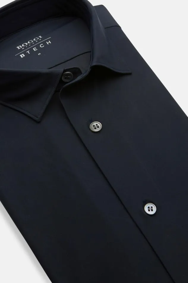 Casual Shirts Men Boggi Milano Navy Stretch Nylon Slim Fit Shirt Navy Blue Casual Shirts Men Boggi Milano Navy Stretch Nylon Slim Fit Shirt Navy Blue