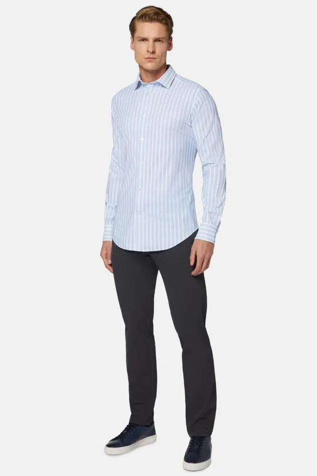 Casual Shirts Men Boggi Milano Slim Fit Sky Blue Shirt In Stretch Nylon Light Blu Casual Shirts Men Boggi Milano Slim Fit Sky Blue Shirt In Stretch Nylon Light Blu