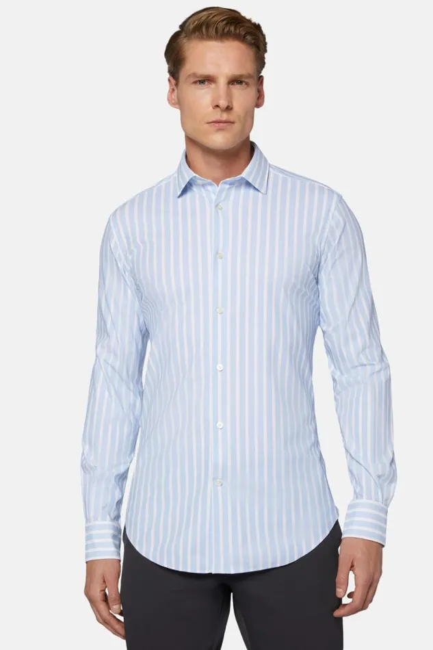 Casual Shirts Men Boggi Milano Slim Fit Sky Blue Shirt In Stretch Nylon Light Blu Casual Shirts Men Boggi Milano Slim Fit Sky Blue Shirt In Stretch Nylon Light Blu