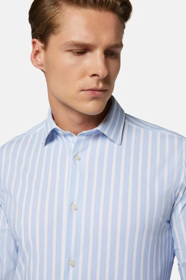 Casual Shirts Men Boggi Milano Slim Fit Sky Blue Shirt In Stretch Nylon Light Blu Casual Shirts Men Boggi Milano Slim Fit Sky Blue Shirt In Stretch Nylon Light Blu