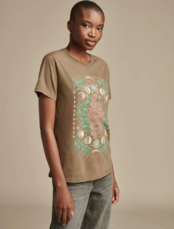 Celestial Snake Boyfriend Tee Grape Leaf Women Lucky Brand Graphic Tees